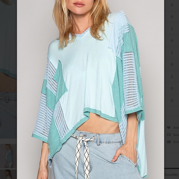 POL Tops - POL “ Plymouth “ POL Relaxed Fit V-Neck Top with Crochet Detail BR28